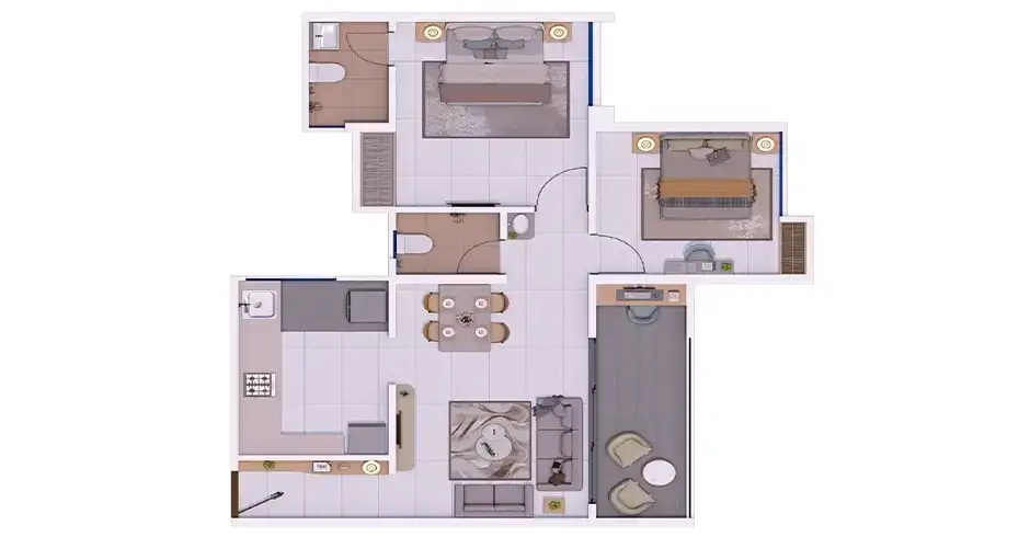 F Signature 2 BHK Floor Plan F Signature 2 BHK Floor Plan